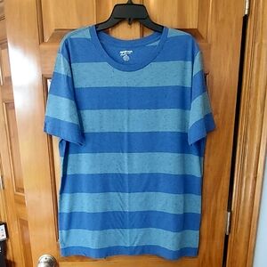 •🆕 Arizona Jean Company Blue Striped Short Sleeve Tee Preppy Size XXL, Like New